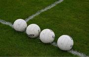 20 May 2023; Four O'Neills footballs on the pitch before the GAA Football All-Ireland Senior Championship Round 1 match between Clare and Donegal at Cusack Park in Ennis, Clare. Photo by Ray McManus/Sportsfile