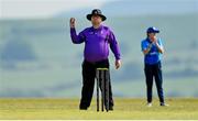 21 May 2023; Umpire Willie Clarke during the Evoke Super Series match between Dragons and Typhoons at Oak Hill Cricket Club in Kilbride, Wicklow. Photo by Seb Daly/Sportsfile