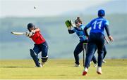 21 May 2023; Dragons batter Amy Hunter during the Evoke Super Series match between Dragons and Typhoons at Oak Hill Cricket Club in Kilbride, Wicklow. Photo by Seb Daly/Sportsfile