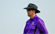 21 May 2023; Umpire Aidan Seaver during the Evoke Super Series match between Dragons and Typhoons at Oak Hill Cricket Club in Kilbride, Wicklow. Photo by Seb Daly/Sportsfile