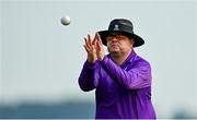 21 May 2023; Umpire Willie Clarke during the Evoke Super Series match between Dragons and Typhoons at Oak Hill Cricket Club in Kilbride, Wicklow. Photo by Seb Daly/Sportsfile