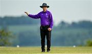 21 May 2023; Umpire Aidan Seaver during the Evoke Super Series match between Dragons and Typhoons at Oak Hill Cricket Club in Kilbride, Wicklow. Photo by Seb Daly/Sportsfile