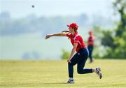21 May 2023; Aoife Fisher of Dragons fields the ball during the Evoke Super Series match between Dragons and Typhoons at Oak Hill Cricket Club in Kilbride, Wicklow. Photo by Seb Daly/Sportsfile