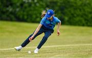 21 May 2023; Alice Tector of Typhoons fields the ball during the Evoke Super Series match between Typhoons and Scorchers at Oak Hill Cricket Club in Kilbride, Wicklow. Photo by Seb Daly/Sportsfile