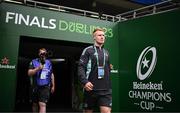 20 May 2023; Ciarán Frawley of Leinster and Videographer Robert Maguire during the Heineken Champions Cup final match between Leinster and La Rochelle at the Aviva Stadium in Dublin. Photo by Harry Murphy/Sportsfile
