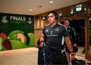 20 May 2023; Michael Ala'alatoa of Leinster arrives before the Heineken Champions Cup final match between Leinster and La Rochelle at the Aviva Stadium in Dublin. Photo by Harry Murphy/Sportsfile