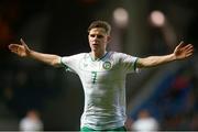 23 May 2023; Luke Kehir of Republic of Ireland celebrates after scoring his side's fourth goal during the UEFA European U17 Championship Final Tournament match between Hungary and Republic of Ireland at Pancho Aréna in Felcsút, Hungary. Photo by David Balogh/Sportsfile