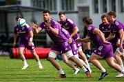 24 May 2023; Jean Kleyn receives the ball during a Munster Rugby squad training session at Hamilton RFC in Cape Town, South Africa. Photo by Sportsfile