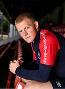 24 May 2023; Tom Grivosti poses for a portrait after a St Patrick's Athletic media conference at Richmond Park in Dublin. Photo by Piaras Ó Mídheach/Sportsfile