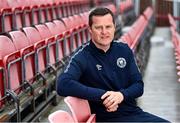 24 May 2023; Newly appointed St Patrick's Athletic manager Jon Daly poses for a portrait after a St Patrick's Athletic media conference at Richmond Park in Dublin. Photo by Piaras Ó Mídheach/Sportsfile