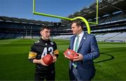 25 May 2023; The Pittsburgh Steelers made a welcome return to Croke Park today, where they played in the first ever NFL game in Ireland in 1997. The Steelers plan to grow their fanbase and the game of American Football in Ireland as part of the NFL’s ‘Global Markets Program’.?Pictured is Pittsburgh Steelers Director of Business Development & Strategy Daniel Rooney, right, and Kerry All-Ireland winner and Steelers fan Paudie Clifford. Photo by Brendan Moran/Sportsfile