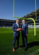 25 May 2023; The Pittsburgh Steelers made a welcome return to Croke Park today, where they played in the first ever NFL game in Ireland in 1997. The Steelers plan to grow their fanbase and the game of American Football in Ireland as part of the NFL’s ‘Global Markets Program’.?Pictured at the announcement are Pittsburgh Steelers Director of Business Development & Strategy Daniel Rooney, left, Uachtarán Chumann Lúthchleas Gael Larry McCarthy. Photo by Brendan Moran/Sportsfile