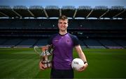 25 May 2023; Sarán Ó Fionnagáin of Bhulf Tón, Meath, during the GAA’s Annual Comórtas Peile na Gaeltachta launched at Croke Park in Dublin. Photo by Harry Murphy/Sportsfile