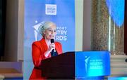 25 May 2023; Chair of the Oireachtas Committee on Tourism, Culture, Arts, Sport and Media, Niamh Smyth TD, speaking during the Federation of Irish Sport 2023 Irish Sport Industry Awards, in association with Financial Broker, at The Westin Hotel in Dublin. Photo by Brendan Moran/Sportsfile