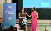 25 May 2023; Golf Ireland chief operations officer Anne McCormack is interviewed by MC Gráinne McElwain during the Federation of Irish Sport 2023 Irish Sport Industry Awards, in association with Financial Broker, at The Westin Hotel in Dublin. Photo by Brendan Moran/Sportsfile