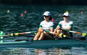 26 May 2023; Margaret Cremen, left, and Aoife Casey of Ireland compete in the Lightweight Women's Double Sculls Semi Final during day 2 of the European Rowing Championships 2023 at Bled in Slovenia. Photo by Vid Ponikvar/Sportsfile