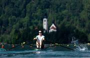 26 May 2023; Siobhan McCrohan of Ireland competes in the Lightweight Women's Single Sculls Repechage during day 2 of the European Rowing Championships 2023 at Bled in Slovenia. Photo by Vid Ponikvar/Sportsfile