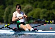 26 May 2023; Brian Colsh of Ireland competes in the Men's Single Sculls Repechage during day 2 of the European Rowing Championships 2023 at Bled in Slovenia. Photo by Vid Ponikvar/Sportsfile