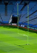 25 May 2023; American football goalposts at Croke Park as the Pittsburgh Steelers made a welcome return to the famous stadium today, where they played in the first ever NFL game in Ireland in 1997. The Steelers plan to grow their fanbase and the game of American Football in Ireland as part of the NFL’s ‘Global Markets Program’. Photo by Brendan Moran/Sportsfile