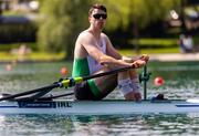 26 May 2023; Brian Colsh of Ireland competes in the Men's Single Sculls Semifinal SC/D during day 2 of the European Rowing Championships 2023 at Bled in Slovenia. Photo by Vid Ponikvar/Sportsfile