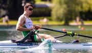 26 May 2023; Brian Colsh of Ireland competes in the Men's Single Sculls Semifinal SC/D during day 2 of the European Rowing Championships 2023 at Bled in Slovenia. Photo by Vid Ponikvar/Sportsfile