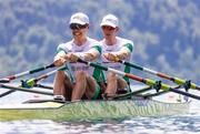 26 May 2023; Fintan McCarthy, left, and Hugh Moore of Ireland compete in the Lightweight Men's Double Sculls Semi-Final during day 2 of the European Rowing Championships 2023 at Bled in Slovenia. Photo by Vid Ponikvar/Sportsfile