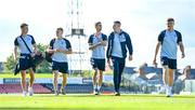 26 May 2023; Shelbourne players, from left, Matty Smith, Brian McManus, Shane Griffin, Jack Moylan and Jonathan Lunney arrive before the SSE Airtricity Men's Premier Division match between Bohemians and Shelbourne at Dalymount Park in Dublin. Photo by Seb Daly/Sportsfile