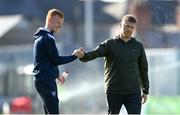 26 May 2023; Shelbourne manager Damien Duff, right, and Shane Farrell before the SSE Airtricity Men's Premier Division match between Bohemians and Shelbourne at Dalymount Park in Dublin. Photo by Seb Daly/Sportsfile