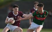26 May 2023; Shay McGlinchey of Galway in action against Shane Cunningham of Mayo during the 2023 Electric Ireland Connacht GAA Football Minor Championship Final between Galway and Mayo at Tuam Stadium in Galway. Photo by Ray Ryan/Sportsfile