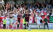 26 May 2023; Kacper Radkowski of Bohemians in action against Jack Moylan of Shelbourne during the SSE Airtricity Men's Premier Division match between Bohemians and Shelbourne at Dalymount Park in Dublin. Photo by Seb Daly/Sportsfile