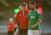 26 May 2023; Cork City sporting director Liam Buckley speaking to Gordon Walker of Cork City during the SSE Airtricity Men's Premier Division match between Cork City and Shamrock Rovers at Turner's Cross in Cork. Photo by Eóin Noonan/Sportsfile