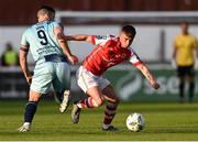 26 May 2023; Adam Murphy of St Patrick's Athletic in action against Patrick Hoban of Dundalk during the SSE Airtricity Men's Premier Division match between St Patrick's Athletic and Dundalk at Richmond Park in Dublin. Photo by Tyler Miller/Sportsfile