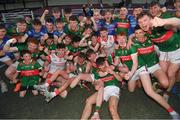 26 May 2023; Mayo players celebrate after the 2023 Electric Ireland Connacht GAA Football Minor Championship Final between Galway and Mayo at Tuam Stadium in Galway. Photo by Ray Ryan/Sportsfile