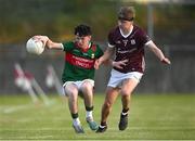 26 May 2023; Colm Lynch of Mayo in action against Sean Rhattigan of Galway during the 2023 Electric Ireland Connacht GAA Football Minor Championship Final between Galway and Mayo at Tuam Stadium in Galway. Photo by Ray Ryan/Sportsfile