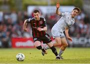 26 May 2023; Ali Coote of Bohemians in action against Jad Hakiki of Shelbourne during the SSE Airtricity Men's Premier Division match between Bohemians and Shelbourne at Dalymount Park in Dublin. Photo by Seb Daly/Sportsfile