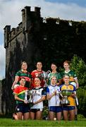 29 May 2023; In attendance at the launch of the 2023 TG4 All-Ireland Ladies Football Championships, at Durrow Castle in Durrow, Laois, are, clockwise from back left, Maria Reilly of Mayo, Aimee Mackin of Armagh, Niamh O’Sullivan of Meath, Louise Ní Mhuircheartaigh of Kerry, Síofra Ní Chonaill of Clare, Amy Hamill of Monaghan, Claire Dunne of Sligo and Ruth Bermingham of Carlow with the West County Hotel Cup, the Brendan Martin Cup and the Mary Quinn Memorial Cup. The very first All-Ireland Ladies Senior Football Final, between winners Tipperary and opponents Offaly, was played in Durrow in 1974, while the 2023 decider at Croke Park on Sunday August 13 will mark the LGFA’s 50th All-Ireland Senior Final. The 2023 TG4 All-Ireland Ladies Football Championships get underway on the weekend of June 10/11, with the opening round of Intermediate Fixtures. All games in the 2023 TG4 All-Ireland Championships will be available live to viewers, either on TG4 or via the LGFA’s live-streaming portal: https://bit.ly/3oktfD5 #ProperFan Photo by Brendan Moran/Sportsfile *** NO REPRODUCTION FEE***
