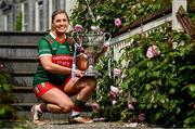 29 May 2023; In attendance at the launch of the 2023 TG4 All-Ireland Ladies Football Championships, at Durrow Castle in Durrow, Laois, is Maria Reilly of Mayo with the Brendan Martin Cup. The very first All-Ireland Ladies Senior Football Final, between winners Tipperary and opponents Offaly, was played in Durrow in 1974, while the 2023 decider at Croke Park on Sunday August 13 will mark the LGFA’s 50th All-Ireland Senior Final. The 2023 TG4 All-Ireland Ladies Football Championships get underway on the weekend of June 10/11, with the opening round of Intermediate Fixtures. All games in the 2023 TG4 All-Ireland Championships will be available live to viewers, either on TG4 or via the LGFA’s live-streaming portal: https://bit.ly/3oktfD5 #ProperFan Photo by Brendan Moran/Sportsfile