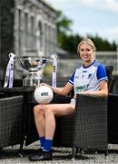 29 May 2023; In attendance at the launch of the 2023 TG4 All-Ireland Ladies Football Championships, at Durrow Castle in Durrow, Laois, is Amy Hamill of Monaghan with the Mary Quinn Memorial Cup. The very first All-Ireland Ladies Senior Football Final, between winners Tipperary and opponents Offaly, was played in Durrow in 1974, while the 2023 decider at Croke Park on Sunday August 13 will mark the LGFA’s 50th All-Ireland Senior Final. The 2023 TG4 All-Ireland Ladies Football Championships get underway on the weekend of June 10/11, with the opening round of Intermediate Fixtures. All games in the 2023 TG4 All-Ireland Championships will be available live to viewers, either on TG4 or via the LGFA’s live-streaming portal: https://bit.ly/3oktfD5 #ProperFan Photo by Brendan Moran/Sportsfile *** NO REPRODUCTION FEE***