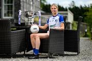 29 May 2023; In attendance at the launch of the 2023 TG4 All-Ireland Ladies Football Championships, at Durrow Castle in Durrow, Laois, is Amy Hamill of Monaghan with the Mary Quinn Memorial Cup. The very first All-Ireland Ladies Senior Football Final, between winners Tipperary and opponents Offaly, was played in Durrow in 1974, while the 2023 decider at Croke Park on Sunday August 13 will mark the LGFA’s 50th All-Ireland Senior Final. The 2023 TG4 All-Ireland Ladies Football Championships get underway on the weekend of June 10/11, with the opening round of Intermediate Fixtures. All games in the 2023 TG4 All-Ireland Championships will be available live to viewers, either on TG4 or via the LGFA’s live-streaming portal: https://bit.ly/3oktfD5 #ProperFan Photo by Brendan Moran/Sportsfile *** NO REPRODUCTION FEE***