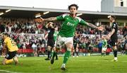 26 May 2023; Ruairi Keating of Cork City celebrates after scoring his side's first goal during the SSE Airtricity Men's Premier Division match between Cork City and Shamrock Rovers at Turner's Cross in Cork. Photo by Eóin Noonan/Sportsfile