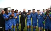 26 May 2023; Finn Harps manager Dave Rogers celebrates with his players after their side's victory in the SSE Airtricity Men's First Division match between Treaty United and Finn Harps at Markets Field in Limerick. Photo by Michael P Ryan/Sportsfile