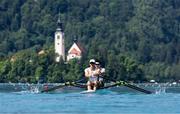 27 May 2023; Philip Doyle, left, and Daire Lynch of Ireland compete in the Men's Double Sculls Semi-Final during day 3 of the European Rowing Championships 2023 at Bled in Slovenia. Photo by Vid Ponikvar/Sportsfile