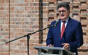 25 May 2023; Sport Ireland Chairman John Foley speaking during the official opening of the new Olympic Federation of Ireland offices at the Sport Ireland Campus in Dublin. Photo by Brendan Moran/Sportsfile
