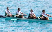 27 May 2023; The Ireland team, from left, Aifric Keogh, Fiona Murtagh, Tara Hanlon and Eimear Lambe compete in the Women's Four Final during day 3 of the European Rowing Championships 2023 at Bled in Slovenia. Photo by Vid Ponikvar/Sportsfile