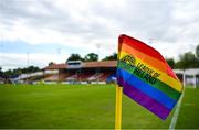 27 May 2023; A general view of a rainbow corner flag before the SSE Airtricity Women's Premier Division match between Shelbourne and Peamount United at Tolka Park in Dublin. Photo by Tyler Miller/Sportsfile