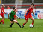 27 May 2023; Keeva Keenan of Shelbourne in action against Sadhbh Doyle of Peamount United during the SSE Airtricity Women's Premier Division match between Shelbourne and Peamount United at Tolka Park in Dublin. Photo by Tyler Miller/Sportsfile