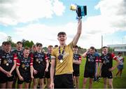 27 May 2023; East Cork captain Scott Molloy lifts the trophy after the GAA Celtic Challenge Cup Finals match between East Cork and Dublin at St Brendan’s Park in Birr, Offaly. Photo by Michael P Ryan/Sportsfile