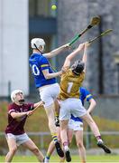 27 May 2023; Galway goalkeeper Harry Mitchell in action against Ciaran O Shea of Tipperary during the GAA Celtic Challenge Cup Finals match between Galway and Tipperary at St Brendan’s Park in Birr, Offaly. Photo by Michael P Ryan/Sportsfile