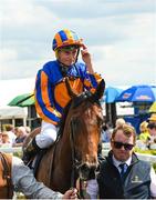 27 May 2023; Ryan Moore on Paddington, after winning the Tattersalls Irish 2000 Guineas G1 during the Tattersalls Irish Guineas Festival at The Curragh Racecourse in Kildare. Photo by Matt Browne/Sportsfile