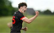 27 May 2023; Dylan McKeown of Louth celebrates after kicking a point during the GAA Football All-Ireland Senior Championship Round 1 match between Louth and Cork at Páirc Tailteann in Navan, Meath. Photo by Seb Daly/Sportsfile